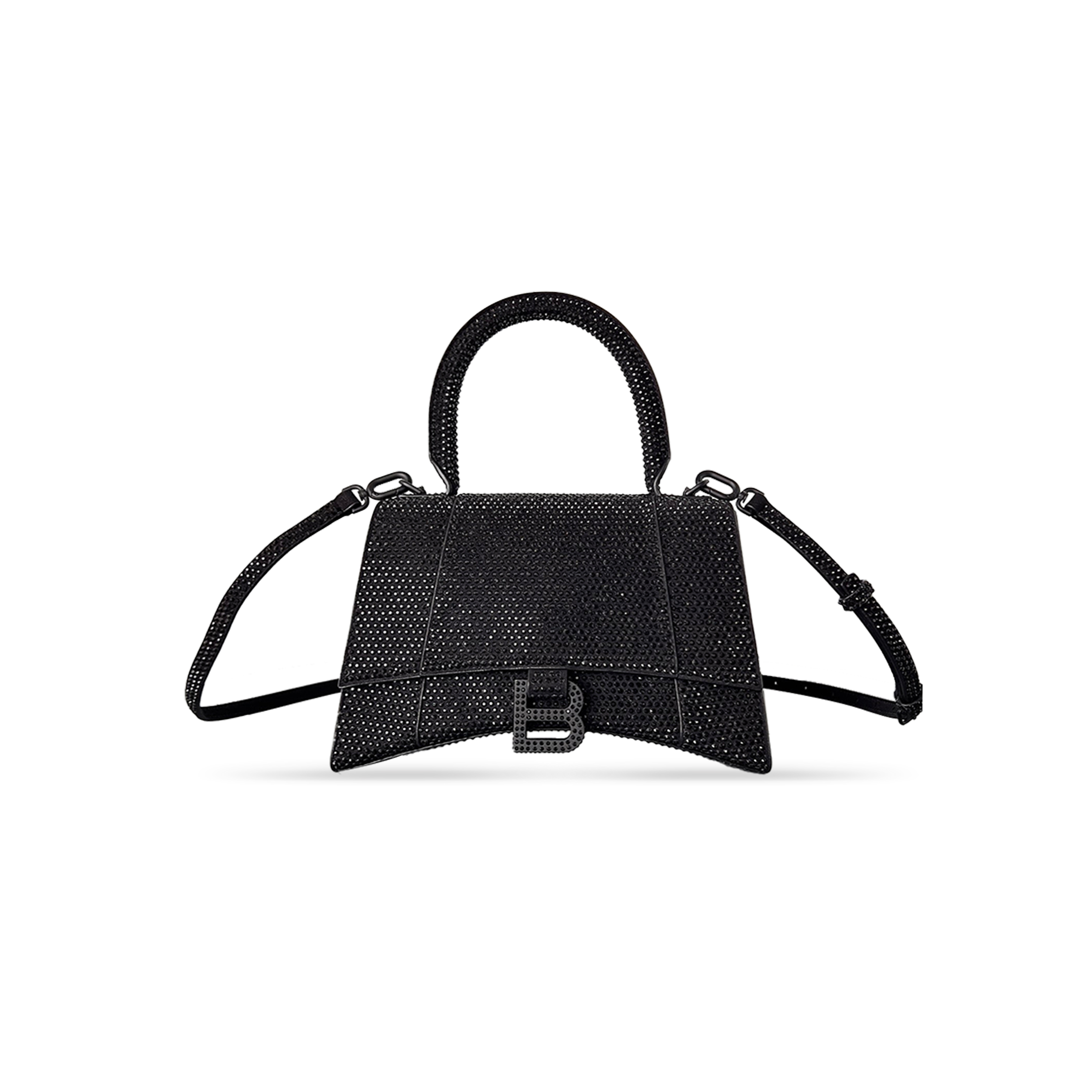 BALENCIAGA WOMEN'S HOURGLASS HANDBAG SMALL  WITH RHINESTONES BLACK 5935461QJ5M7000 (22.9*15*9.9cm)
